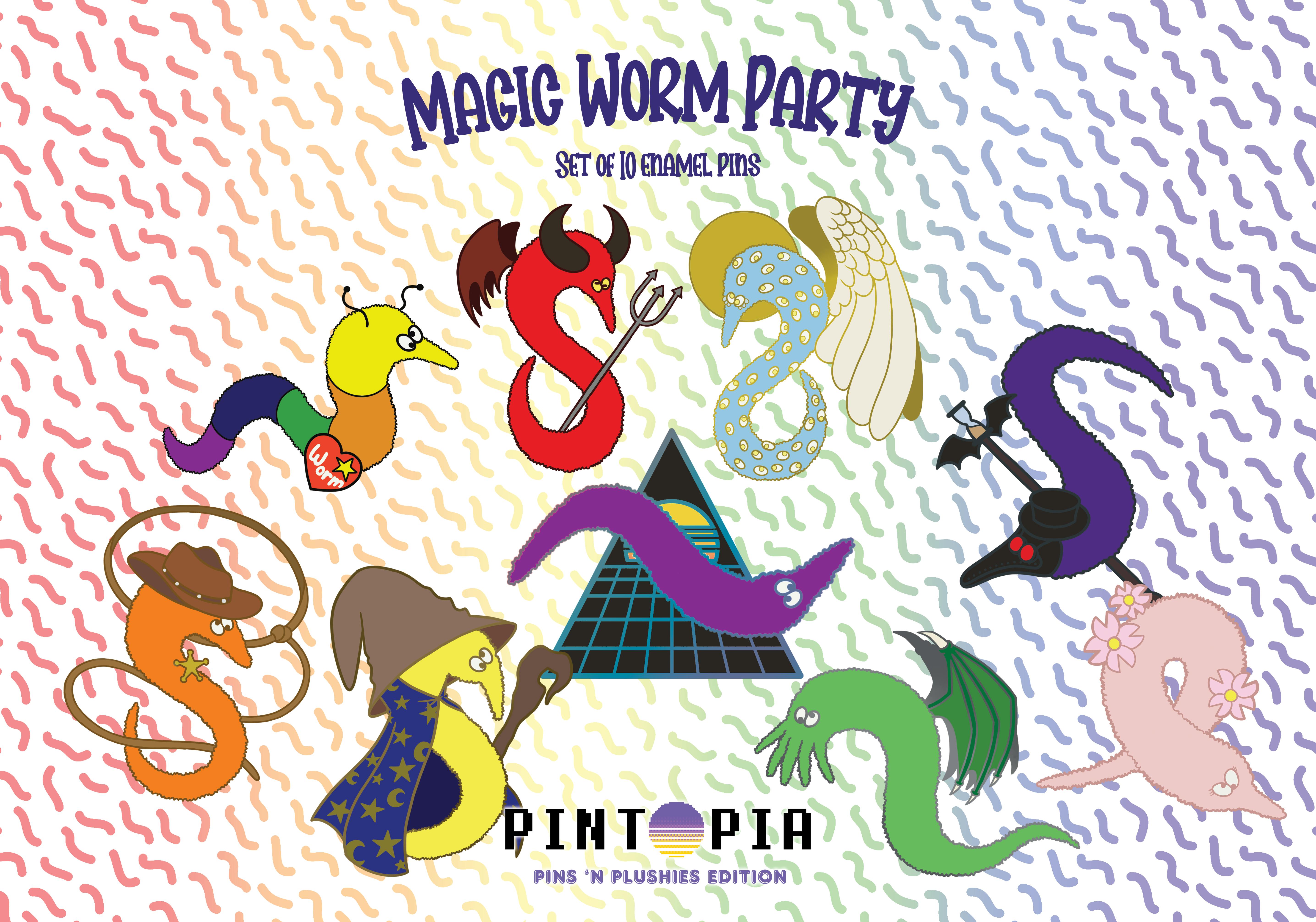 Magic Worm Party! Set of 10 Enamel Pins - BackerKit
